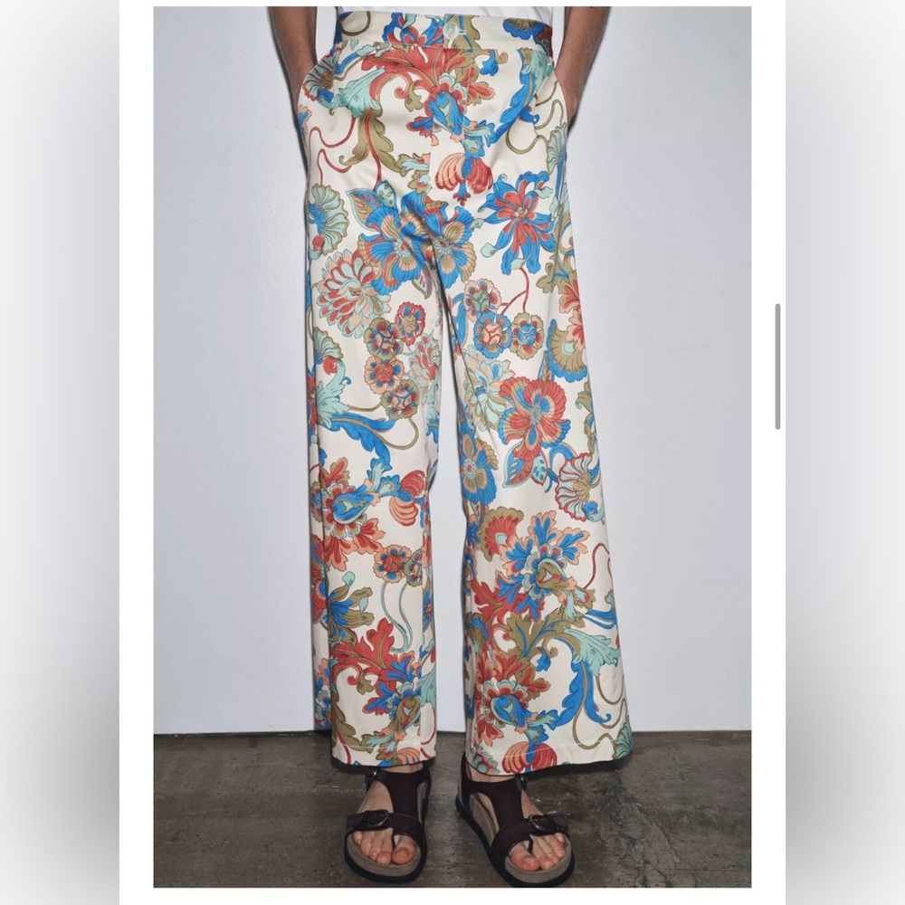 ZARA Floral Flared Pants